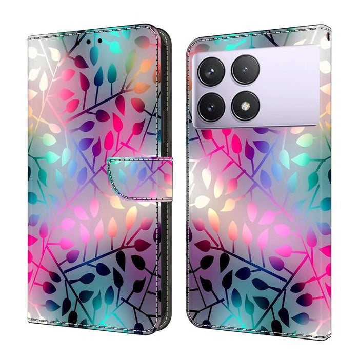 Funda para teléfono de cuero vegano pintado con efecto cristal, For Redmi Note 14 Pro 5G, For Redmi 13C 5G / 4G, For Redmi K70E