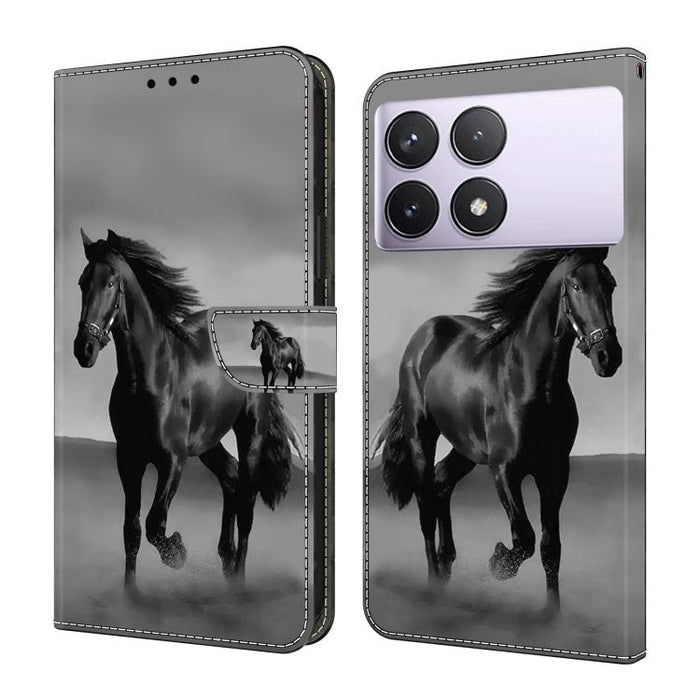 Funda para teléfono de cuero vegano pintado con efecto cristal, For Redmi Note 14 Pro 5G, For Redmi 13C 5G / 4G, For Redmi K70E
