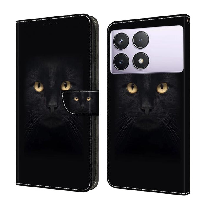 Funda para teléfono de cuero vegano pintado con efecto cristal, For Redmi Note 14 Pro 5G, For Redmi 13C 5G / 4G, For Redmi K70E