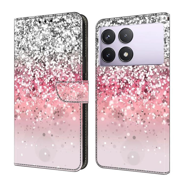 Funda para teléfono de cuero vegano pintado con efecto cristal, For Redmi Note 14 Pro 5G, For Redmi 13C 5G / 4G, For Redmi K70E