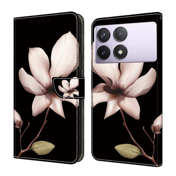 Funda para teléfono de cuero vegano pintado con efecto cristal, For Redmi Note 14 Pro 5G, For Redmi 13C 5G / 4G, For Redmi K70E