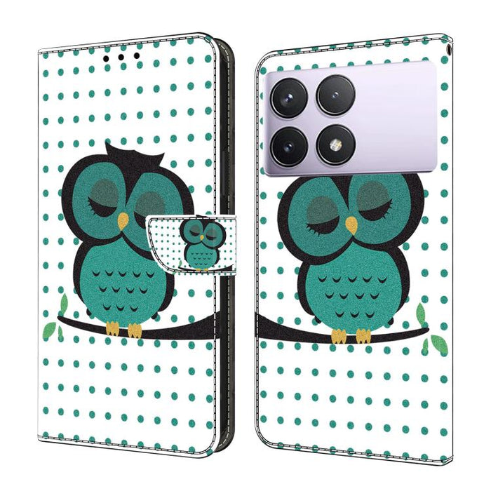 Funda para teléfono de cuero vegano pintado con efecto cristal, For Redmi Note 14 Pro 5G, For Redmi 13C 5G / 4G, For Redmi K70E
