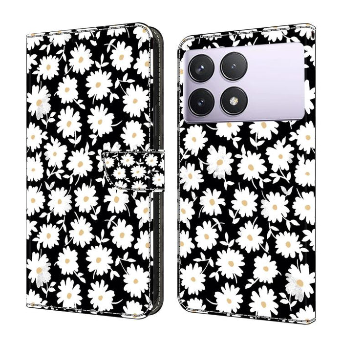 Funda para teléfono de cuero vegano pintado con efecto cristal, For Redmi Note 14 Pro 5G, For Redmi 13C 5G / 4G, For Redmi K70E