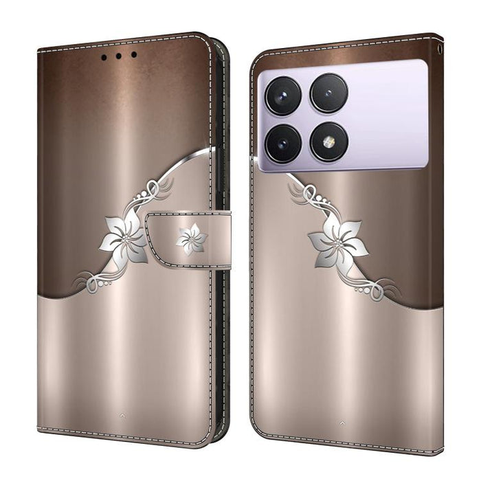 Funda para teléfono de cuero vegano pintado con efecto cristal, For Redmi Note 14 Pro 5G, For Redmi 13C 5G / 4G, For Redmi K70E