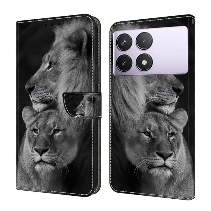 Funda para teléfono de cuero vegano pintado con efecto cristal, For Redmi Note 14 Pro 5G, For Redmi 13C 5G / 4G, For Redmi K70E