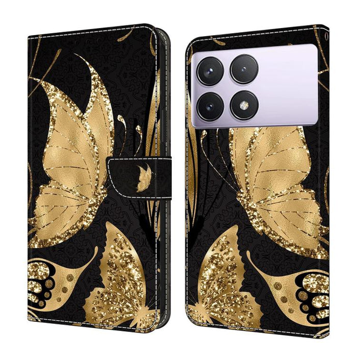 Funda para teléfono de cuero vegano pintado con efecto cristal, For Redmi Note 14 Pro 5G, For Redmi 13C 5G / 4G, For Redmi K70E