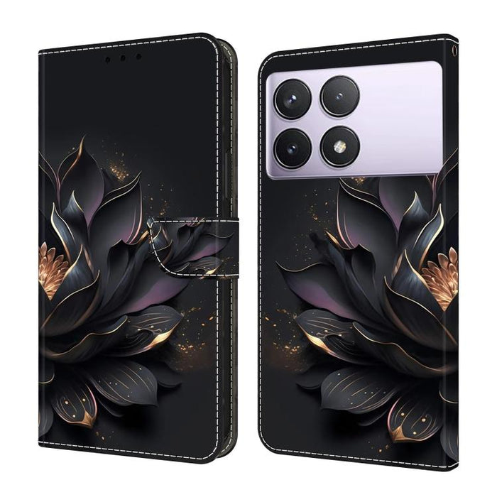 Funda para teléfono de cuero vegano pintado con efecto cristal, For Redmi Note 14 Pro 5G, For Redmi 13C 5G / 4G, For Redmi K70E