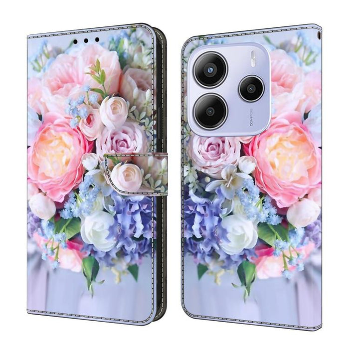 Funda para teléfono de cuero vegano pintado con efecto cristal, For Redmi Note 14 4G 164.84mm, For Redmi Note 14 Pro+ 5G / Poco X7, For Redmi 14C 5G / 4G, For Redmi Note 14 Pro 4G, For Redmi Note 14 4G 163.25mm, For Redmi Note 14 5G