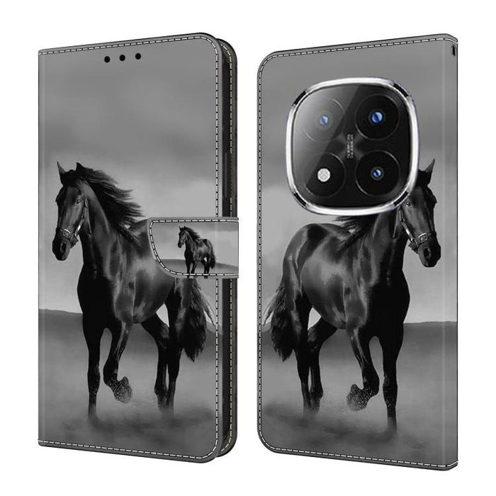 Funda para teléfono de cuero vegano pintado con efecto cristal, For Redmi Note 14 4G 164.84mm, For Redmi Note 14 Pro+ 5G / Poco X7, For Redmi 14C 5G / 4G, For Redmi Note 14 Pro 4G, For Redmi Note 14 4G 163.25mm, For Redmi Note 14 5G