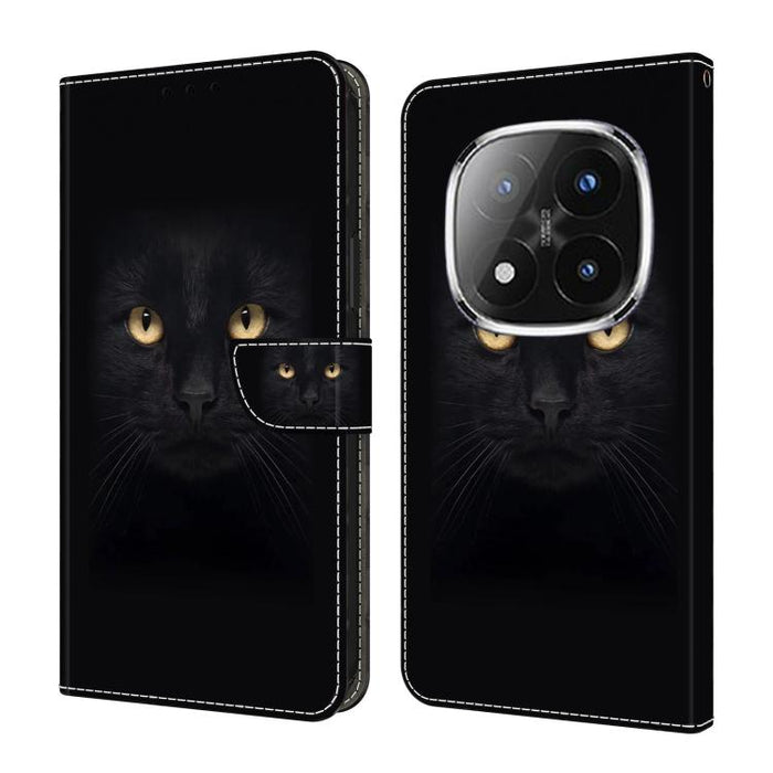 Funda para teléfono de cuero vegano pintado con efecto cristal, For Redmi Note 14 4G 164.84mm, For Redmi Note 14 Pro+ 5G / Poco X7, For Redmi 14C 5G / 4G, For Redmi Note 14 Pro 4G, For Redmi Note 14 4G 163.25mm, For Redmi Note 14 5G