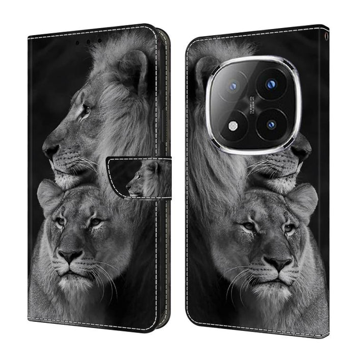 Funda para teléfono de cuero vegano pintado con efecto cristal, For Redmi Note 14 4G 164.84mm, For Redmi Note 14 Pro+ 5G / Poco X7, For Redmi 14C 5G / 4G, For Redmi Note 14 Pro 4G, For Redmi Note 14 4G 163.25mm, For Redmi Note 14 5G