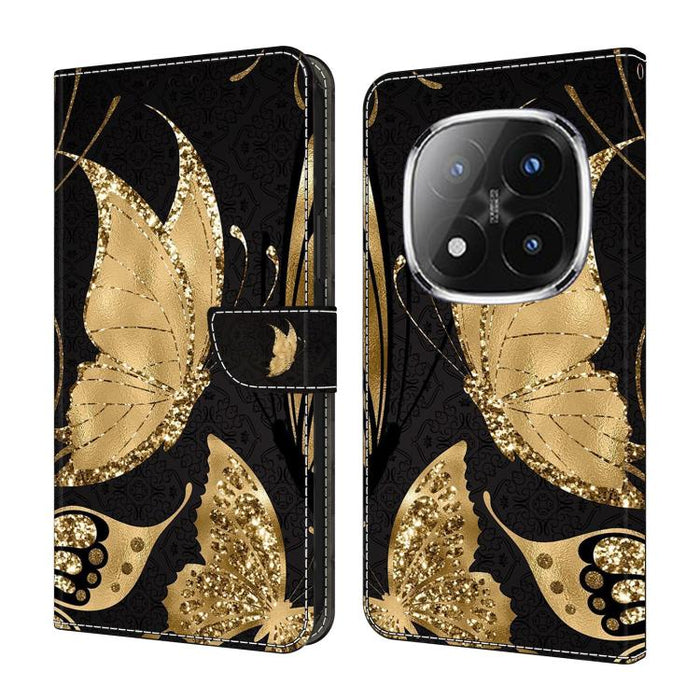 Funda para teléfono de cuero vegano pintado con efecto cristal, For Redmi Note 14 4G 164.84mm, For Redmi Note 14 Pro+ 5G / Poco X7, For Redmi 14C 5G / 4G, For Redmi Note 14 Pro 4G, For Redmi Note 14 4G 163.25mm, For Redmi Note 14 5G