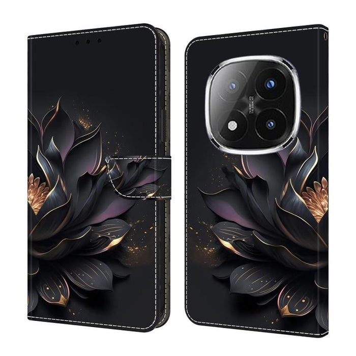 Funda para teléfono de cuero vegano pintado con efecto cristal, For Redmi Note 14 4G 164.84mm, For Redmi Note 14 Pro+ 5G / Poco X7, For Redmi 14C 5G / 4G, For Redmi Note 14 Pro 4G, For Redmi Note 14 4G 163.25mm, For Redmi Note 14 5G