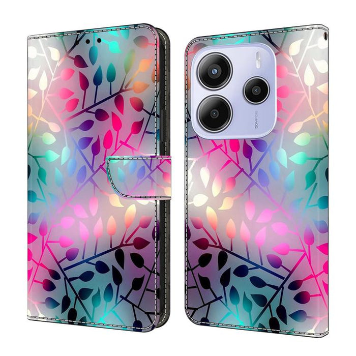 Funda para teléfono de cuero vegano pintado con efecto cristal, For Redmi Note 14 4G 164.84mm, For Redmi Note 14 Pro+ 5G / Poco X7, For Redmi 14C 5G / 4G, For Redmi Note 14 Pro 4G, For Redmi Note 14 4G 163.25mm, For Redmi Note 14 5G