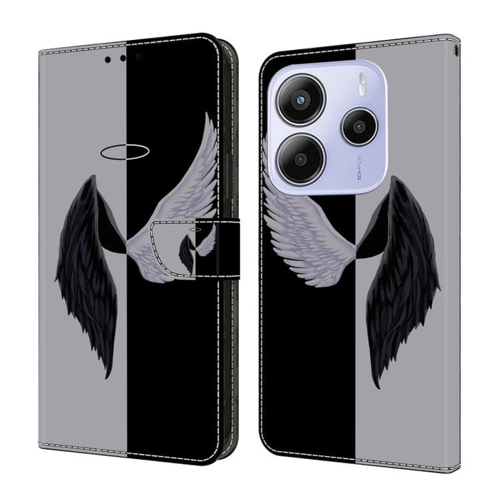 Funda para teléfono de cuero vegano pintado con efecto cristal, For Redmi Note 14 Pro 5G, For Redmi 13C 5G / 4G, For Redmi K70E