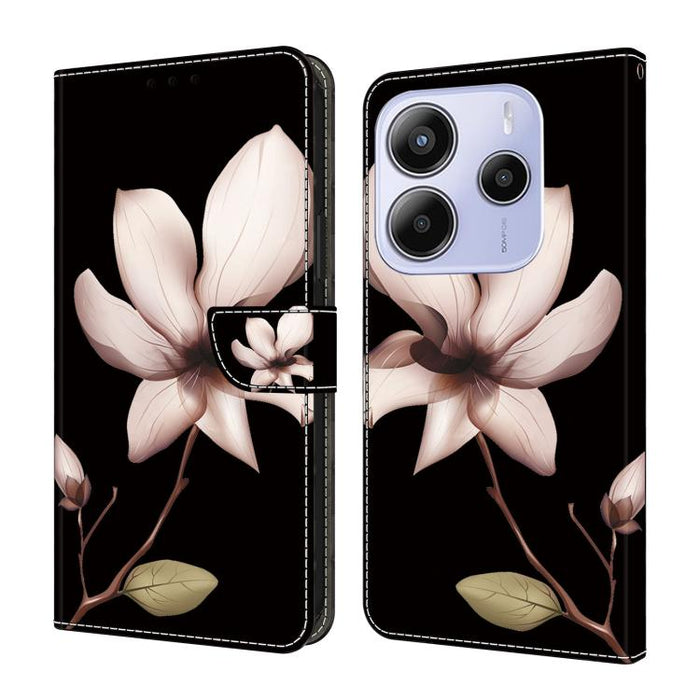 Funda para teléfono de cuero vegano pintado con efecto cristal, For Redmi Note 14 Pro 5G, For Redmi 13C 5G / 4G, For Redmi K70E