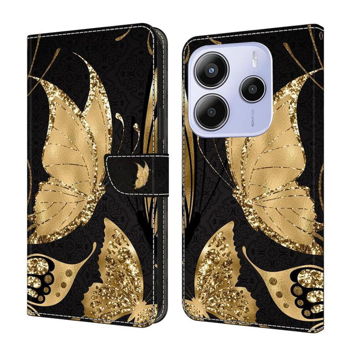 Funda para teléfono de cuero vegano pintado con efecto cristal, For Redmi Note 14 Pro 5G, For Redmi 13C 5G / 4G, For Redmi K70E