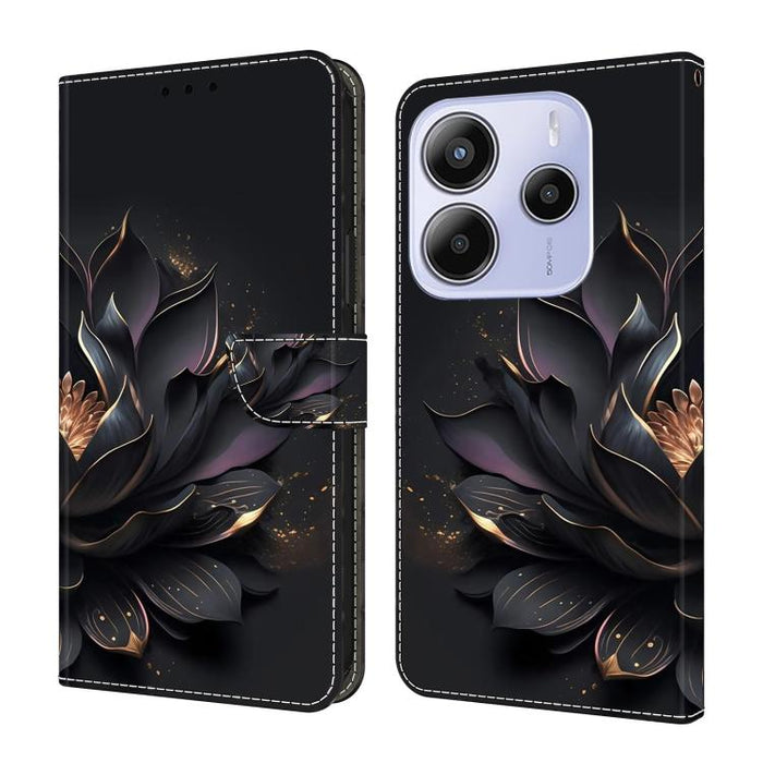 Funda para teléfono de cuero vegano pintado con efecto cristal, For Redmi Note 14 Pro 5G, For Redmi 13C 5G / 4G, For Redmi K70E