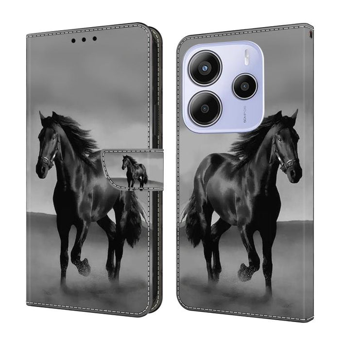 Funda para teléfono de cuero vegano pintado con efecto cristal, For Redmi Note 14 4G 164.84mm, For Redmi Note 14 Pro+ 5G / Poco X7, For Redmi 14C 5G / 4G, For Redmi Note 14 Pro 4G, For Redmi Note 14 4G 163.25mm, For Redmi Note 14 5G