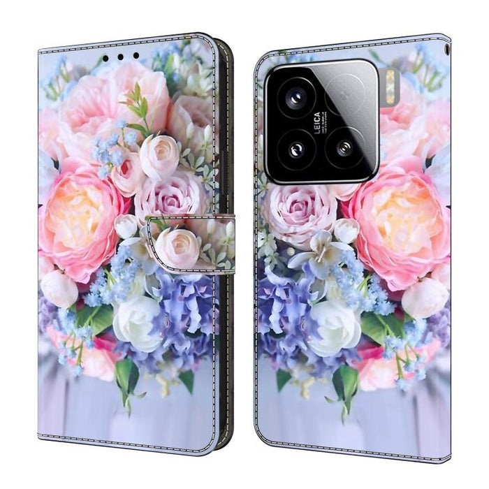 Funda para teléfono de cuero vegano pintado con efecto cristal, For Xiaomi 15