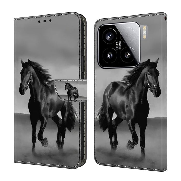 Funda para teléfono de cuero vegano pintado con efecto cristal, For Xiaomi 15