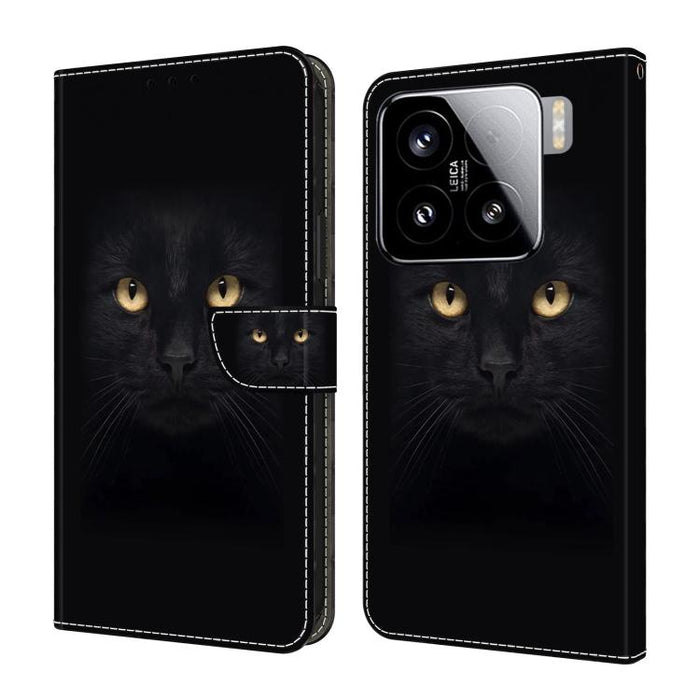Funda para teléfono de cuero vegano pintado con efecto cristal, For Xiaomi 15