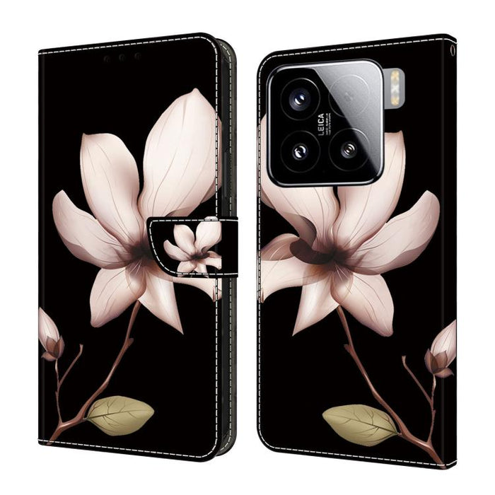 Funda para teléfono de cuero vegano pintado con efecto cristal, For Xiaomi 15