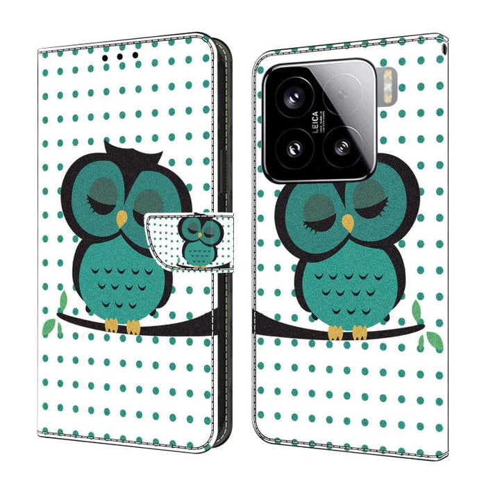 Funda para teléfono de cuero vegano pintado con efecto cristal, For Xiaomi 15