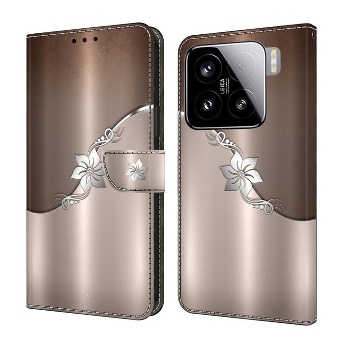 Funda para teléfono de cuero vegano pintado con efecto cristal, For Xiaomi 15