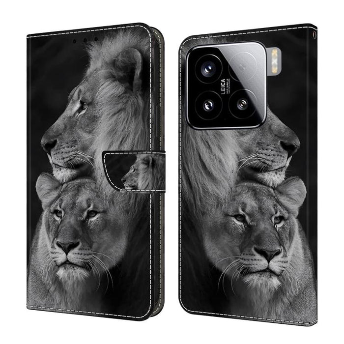 Funda para teléfono de cuero vegano pintado con efecto cristal, For Xiaomi 15