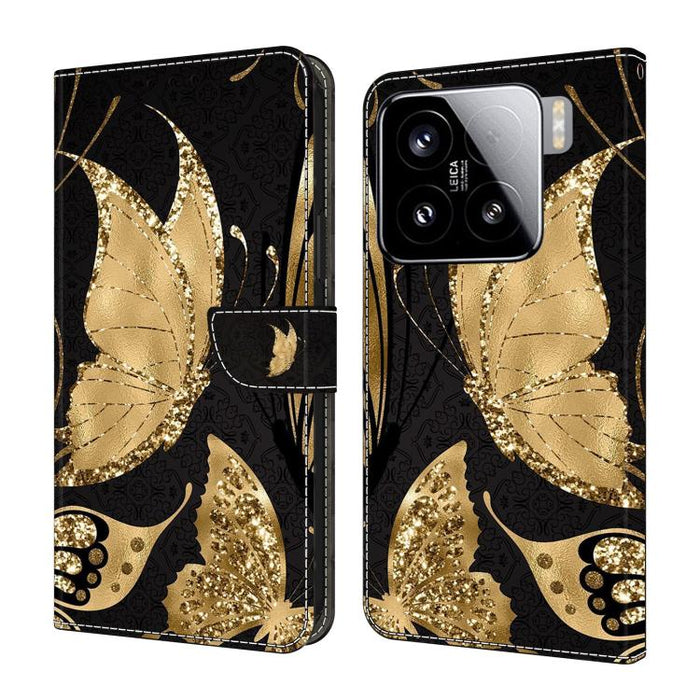 Funda para teléfono de cuero vegano pintado con efecto cristal, For Xiaomi 15