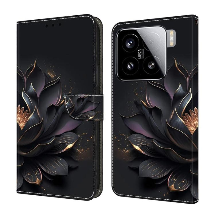 Funda para teléfono de cuero vegano pintado con efecto cristal, For Xiaomi 15
