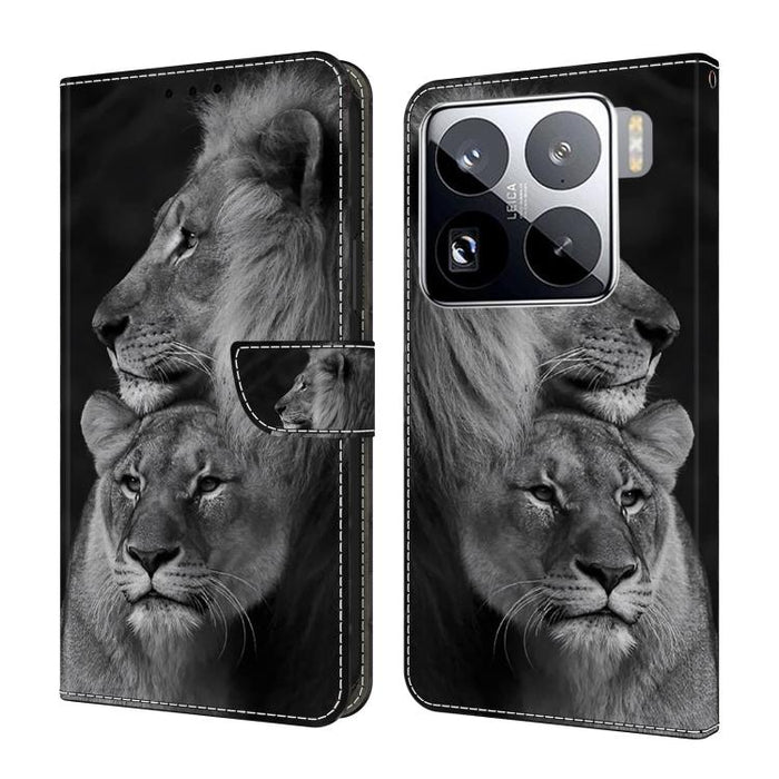 Funda para teléfono de cuero vegano pintado con efecto cristal, For Xiaomi 17T Pro 5G, For Xiaomi 17T 5G, For Xiaomi 17 Ultra, For Xiaomi 15T Pro 5G, For Xiaomi 15T 5G, For Xiaomi 15 Pro