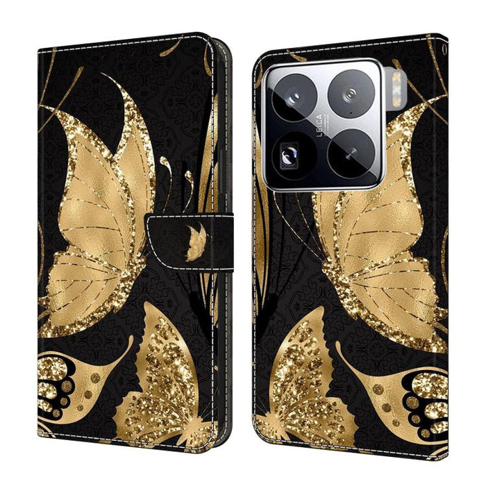 Funda para teléfono de cuero vegano pintado con efecto cristal, For Xiaomi 17T Pro 5G, For Xiaomi 17T 5G, For Xiaomi 17 Ultra, For Xiaomi 15T Pro 5G, For Xiaomi 15T 5G, For Xiaomi 15 Pro