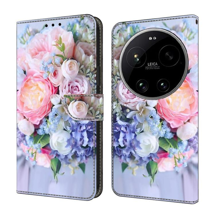 Funda para teléfono de cuero vegano pintado con efecto cristal, For Xiaomi 17T Pro 5G, For Xiaomi 17T 5G, For Xiaomi 17 Ultra, For Xiaomi 15T Pro 5G, For Xiaomi 15T 5G, For Xiaomi 15 Pro