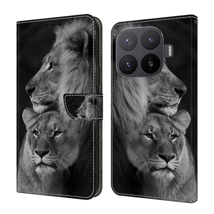 Funda para teléfono de cuero vegano pintado con efecto cristal, For Xiaomi 17T Pro 5G, For Xiaomi 17T 5G, For Xiaomi 17 Ultra, For Xiaomi 15T Pro 5G, For Xiaomi 15T 5G, For Xiaomi 15 Pro
