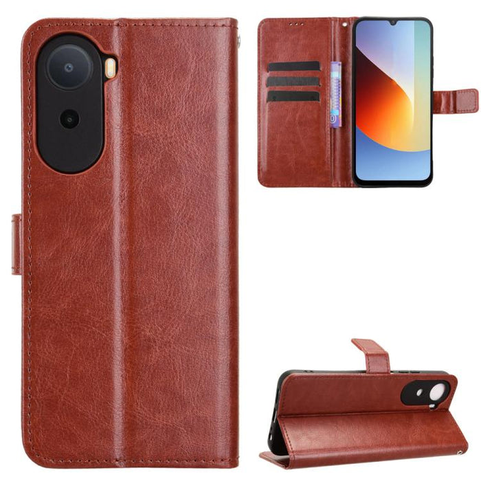 Funda para teléfono de cuero vegano con textura retro Crazy Horse, For Redmi A7 Pro 171mm / Poco C85x 5G, For Redmi 15a 5G / R70 5G / R70m 5G, For Redmi Turbo 5 Max 5G / Poco X8 Pro Max, For Redmi Turbo 5 5G / Poco X8 Pro