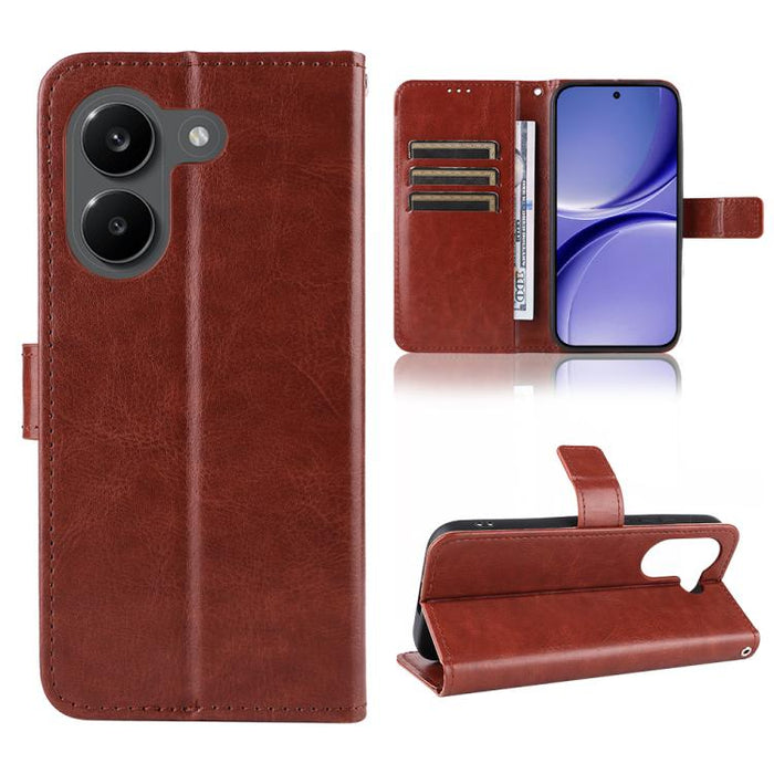 Funda para teléfono de cuero vegano con textura retro Crazy Horse, For Redmi A7 Pro 171mm / Poco C85x 5G, For Redmi 15a 5G / R70 5G / R70m 5G, For Redmi Turbo 5 Max 5G / Poco X8 Pro Max, For Redmi Turbo 5 5G / Poco X8 Pro