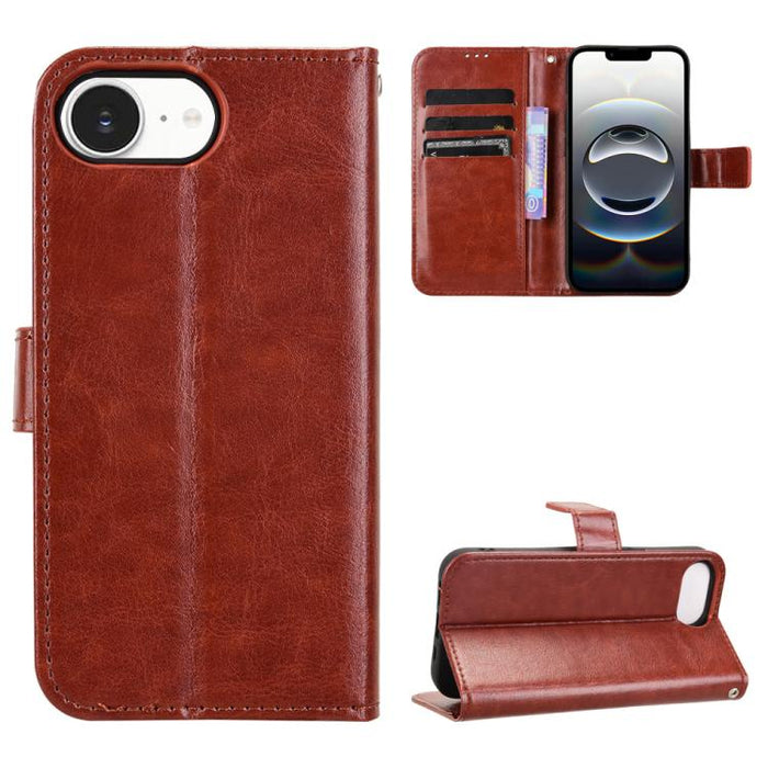 Funda para teléfono de cuero vegano con textura retro Crazy Horse, For iPhone 17e / 16e