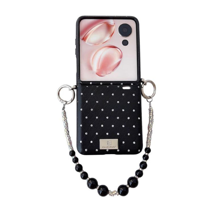 Funda para teléfono con clip lateral y diseño de diamante estilo placa de identificación, con pulsera., For Xiaomi Mix Flip 2, For Xiaomi Mix Flip