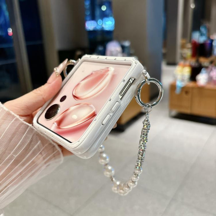Funda para teléfono con clip lateral y diseño de diamante estilo placa de identificación, con pulsera., For Xiaomi Mix Flip 2, For Xiaomi Mix Flip