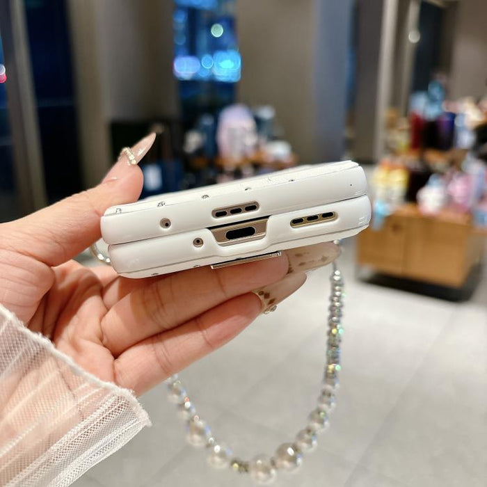 Funda para teléfono con clip lateral y diseño de diamante estilo placa de identificación, con pulsera., For Xiaomi Mix Flip 2, For Xiaomi Mix Flip
