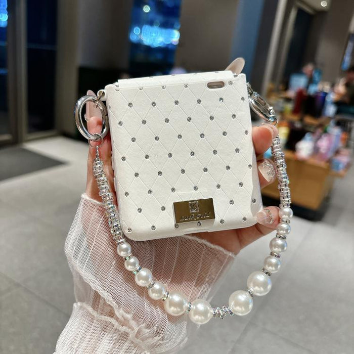 Funda para teléfono con clip lateral y diseño de diamante estilo placa de identificación, con pulsera., For Xiaomi Mix Flip 2, For Xiaomi Mix Flip