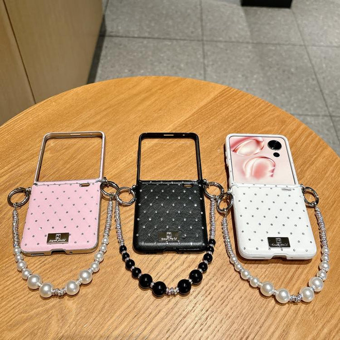 Funda para teléfono con clip lateral y diseño de diamante estilo placa de identificación, con pulsera., For Xiaomi Mix Flip 2, For Xiaomi Mix Flip