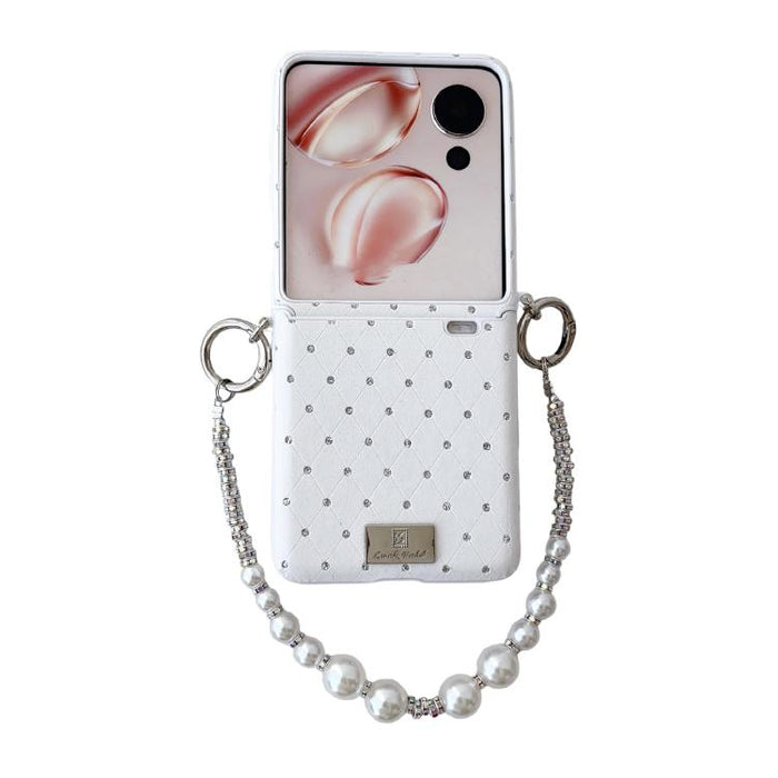 Funda para teléfono con clip lateral y diseño de diamante estilo placa de identificación, con pulsera., For Xiaomi Mix Flip 2, For Xiaomi Mix Flip