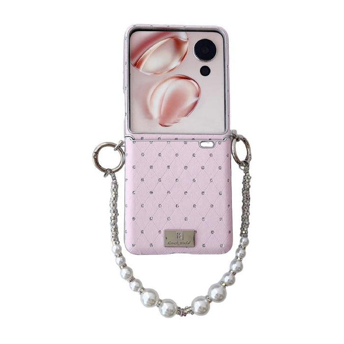 Funda para teléfono con clip lateral y diseño de diamante estilo placa de identificación, con pulsera., For Xiaomi Mix Flip 2, For Xiaomi Mix Flip