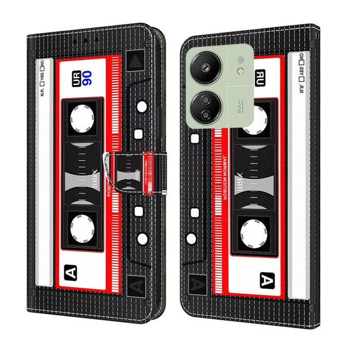 Funda para teléfono de cuero vegano pintado con efecto cristal, For Redmi 14C 4G, For Redmi 13C 4G / 5G, For Redmi K70E / Poco X6 Pro
