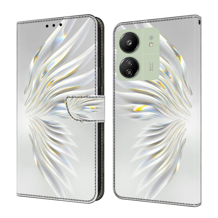 Funda para teléfono de cuero vegano pintado con efecto cristal, For Redmi 14C 4G, For Redmi 13C 4G / 5G, For Redmi K70E / Poco X6 Pro