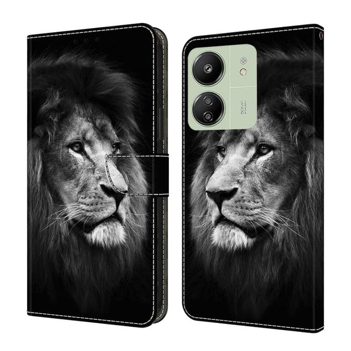 Funda para teléfono de cuero vegano pintado con efecto cristal, For Redmi 14C 4G, For Redmi 13C 4G / 5G, For Redmi K70E / Poco X6 Pro