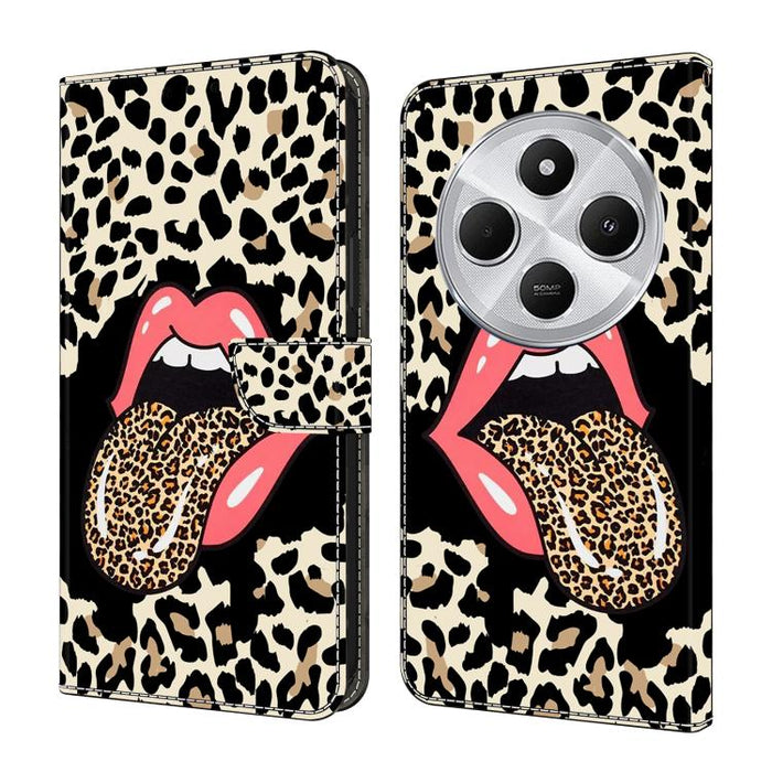 Funda para teléfono de cuero vegano pintado con efecto cristal, For Redmi 14C 4G, For Redmi 13C 4G / 5G, For Redmi K70E / Poco X6 Pro